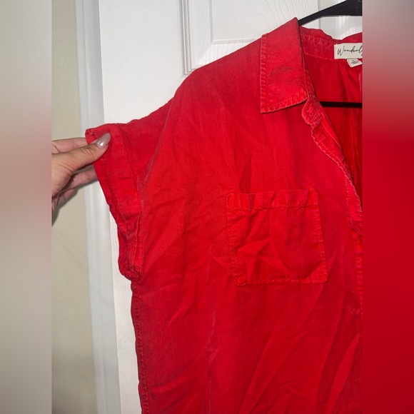 Red Button Down Dress by Wonderly - Picture 4 of 6